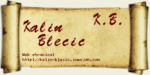 Kalin Blečić vizit kartica